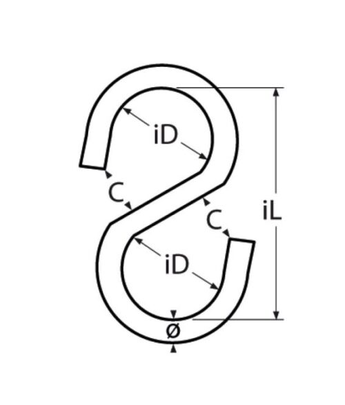 S-koukku, symmetrinen, 3mm x 24mm - Image 2