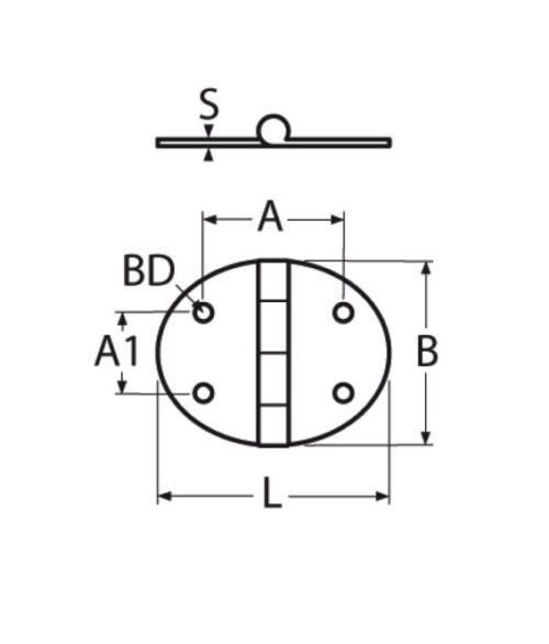 Oval hinge A2 67x48mm - Image 2