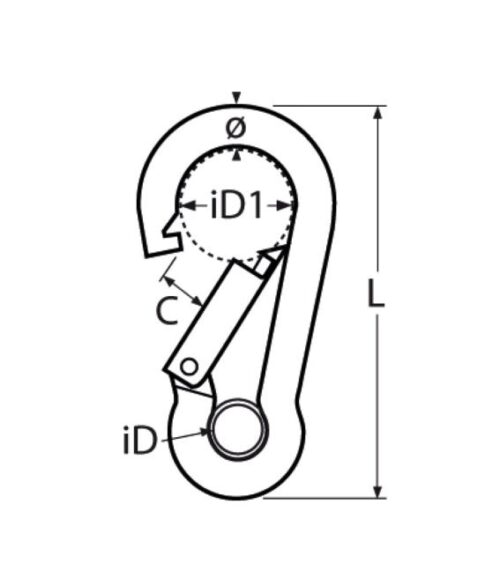 Spring hook with eyelet A4 6x60mm - Image 2