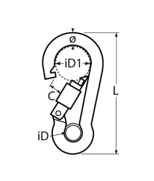 Spring hook with screw sleeve and eyelet A4 5x50mm - Image 2