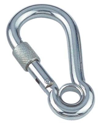 Spring hook with screw sleeve and eyelet A4 9x90mm