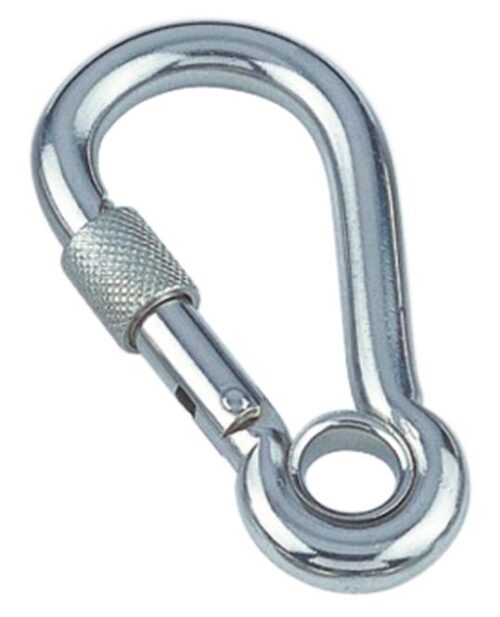 Spring hook with screw sleeve and eyelet A4 9x90mm