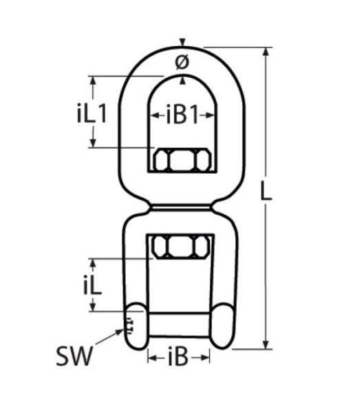 Swivel shackle eye-jaw with hexagon socket A4 6x66mm - Image 2