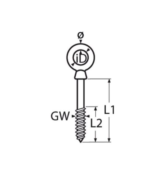 Eye bolt with wood thread A4 6x80mm - Image 2