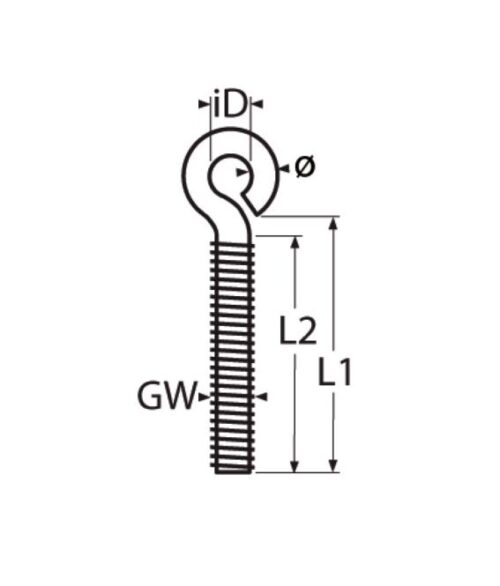 Silmukkaruvi 8mm x 60mm - Image 2