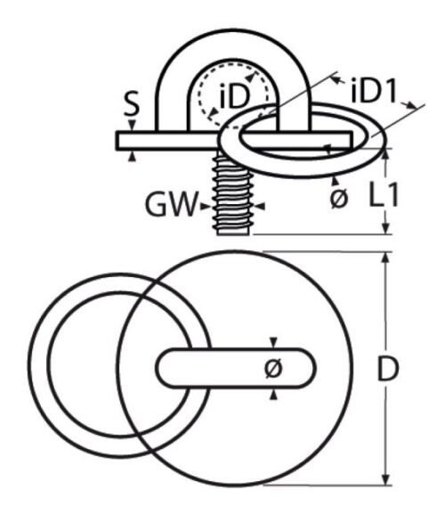 Round eye plate with thread and ring - Image 2