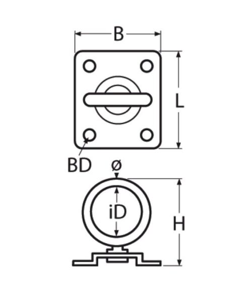 Square plate with swivel eye - Image 2