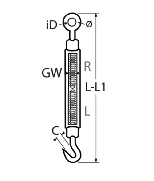 Turnbuckle A4 M5, eye-hook - Image 2
