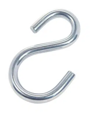 S-koukku, epäsymmetrinen, 4mm x 36mm, 2kpl